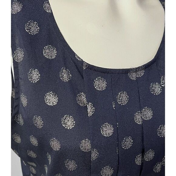 Chico's Women's Sleeveless Navy Top with Silver Dots & High Low Hemline Size 0 - Picture 5 of 8